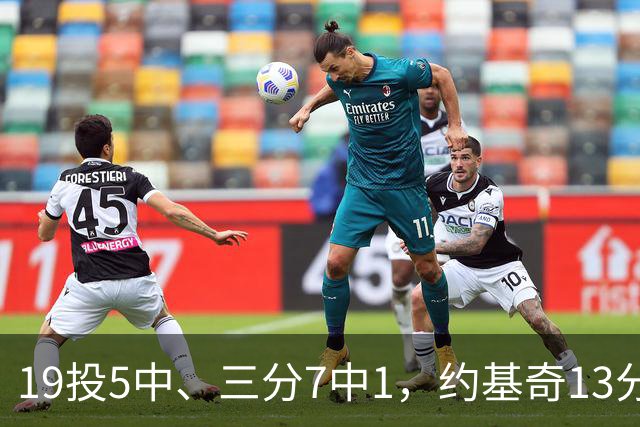 19投5中、三分7中1，约基奇13分正负值-20
